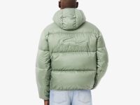 Мужской короткий влагоотталкивающий и ветроустойчивый пуховик Lacoste с капюшоном
