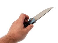 Складной нож Maxace Goliath Black, сталь Bohler K110, рукоять G-10/синий больстер