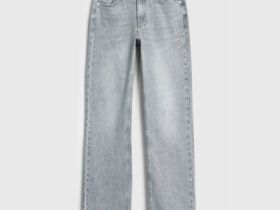 Прямые джинсы с высокой посадкой, Серый