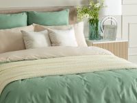 Постельное белье Smoke green & Cream