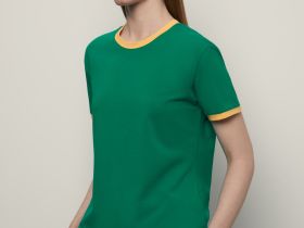 Футболка из хлопка с контрастной окантовкой