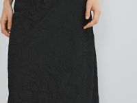 Атласная юбка из жатой ткани, Черный