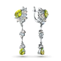 Серьги из серебра с топазами и хризолитами э0681сг04260357