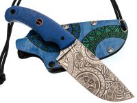 Скелетный нож Волчий Век Шихан "Маори" Custom, сталь PGK, рукоять G10, синий