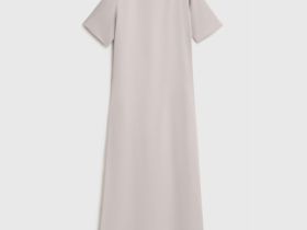 Сатиновое платье-футболка, Бежевый