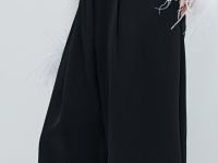 Атласные прямые брюки, Черный