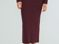 Вязаная юбка миди, Фиолетовый