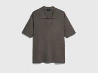 Вязаное поло с коротким рукавом, Коричневый