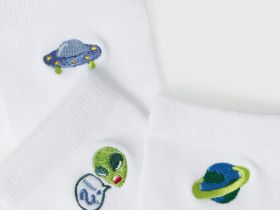 Высокие носки с вышивкой для мальчиков, 3 пары, Белый