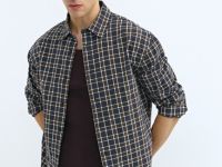 Рубашка из хлопка в клетку, Серый