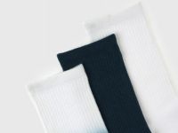 Высокие носки в рубчик, 3 пары, Синий