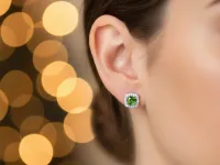 Пусеты из белого золота с хромдиопсидами э4754пс02220415