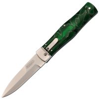 Автоматический складной нож Mikov Predator, сталь N690, рукоять Raffir, зелёный