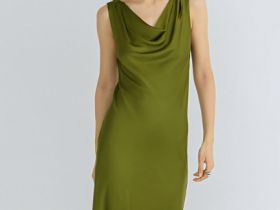 Платье-халтер с драпировкой, Зеленый