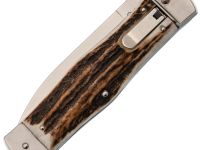 Выкидной нож Mikov Predator, сталь 420, рукоять рог оленя