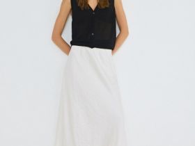 Атласная юбка из жатой ткани, Бежевый