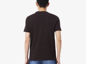 Мужская футболка Lacoste с воротником в полоску из эластичного хлопка