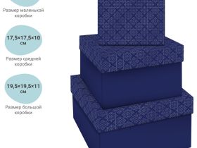 Набор квадратных коробок 3в1, MESHU "Blue style. Top.", (19,5*19,5*11-15,5*15,5*9см)
