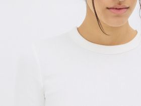 Лонгслив в рубчик, Белый