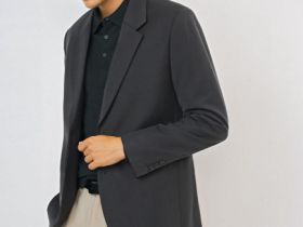 Однобортный пиджак из смесовой шерсти, Серый