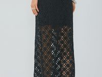 Ажурная юбка макси, Черный