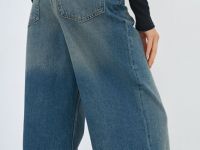 Широкие джинсы с высокой посадкой, Синий
