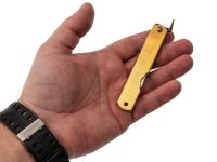 Нож складной Higonokami, 80 мм, сталь AoGami 3 слоя, рукоять латунь, золотистый