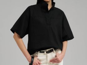 Свободная блузка изо льна и хлопка