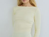 Лонгслив с вырезом лодочкой, Желтый