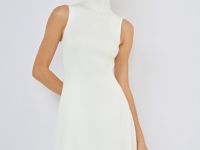 Вязаное платье с воротником-стойкой, Белый