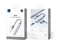 Адаптер Wiwu Zolo 5 в 1 USB/Type-C на USB 2.0х2/USB 3.0/SD/TF (Wi-HB003) (Grey)