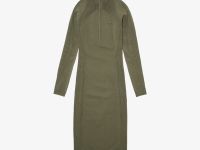 Женское облегающее длинное платье Lacoste на молнии с длинным рукавом