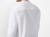 Рубашка из смесового льна с воротником мао, Белый