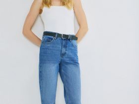 Прямые джинсы из плотного денима, Синий