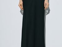 Юбка миди А-силуэта с эластичным поясом, Черный