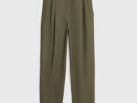 Зауженные брюки с поясом, Зеленый