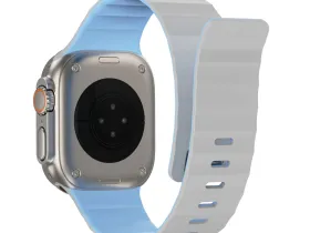 Ремешок WiWU Mag Secur для Apple Watch 44/45/46/49mm магнитная застежка/силикон (Wi-WB301) (серый/голубой)