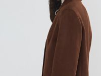 Однобортный жакет из замши, Оранжевый