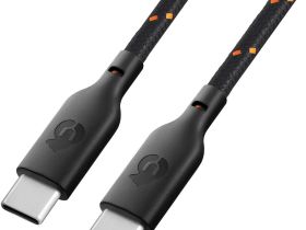 Кабель uBear Trend Cable USB-C - USB-C, 1.2 м, нейлон черно-оранжевый