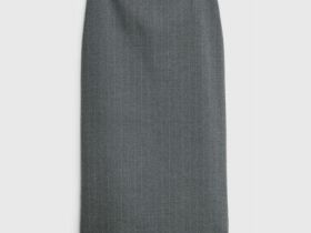 Прямая юбка миди, Серый