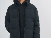 Утеплённая куртка с воротником-стойкой, Синий