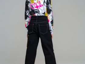 Брюки текстильные джинсовые утепленные для девочек