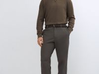 Джемпер с V-вырезом, Коричневый