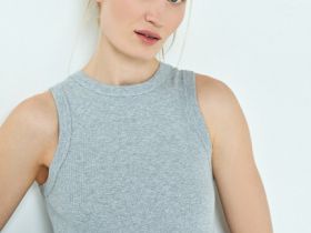 Базовая майка в рубчик, Серый