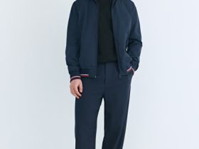 Бомбер с контрастными деталями, Синий