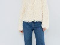 Кардиган с бахромой, Бежевый