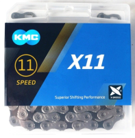 Цепь KMC X11 11 скоростей, замок (серебристый / черный 114 звеньев)