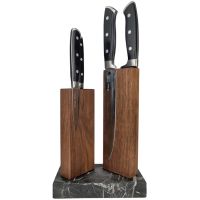 Подставка для 4 ножей магнитная Woodinhome The Twins KS040SWN-ST, американский орех/мрамор