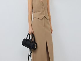 Прямая юбка макси, Бежевый