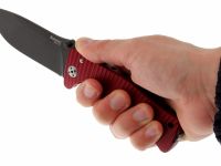 Нож складной LionSteel SR1A RB RED, сталь D2 Black Finish, рукоять алюминий (Solid®), красный